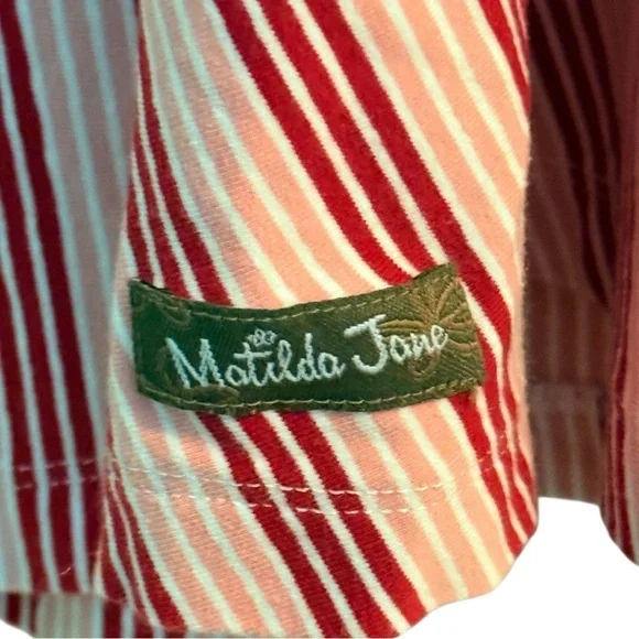 Matilda Jane Pink and White Puff Sleeve Midi Dress - Picture 4 of 5